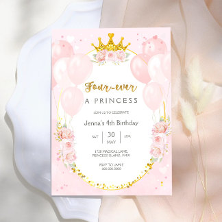 Für immer eine königliche Prinzessin zum 4. Geburt Einladung