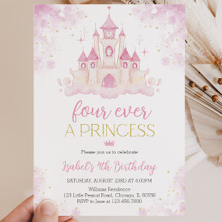 Für immer eine Prinzessin 4. Geburtstag Einladung