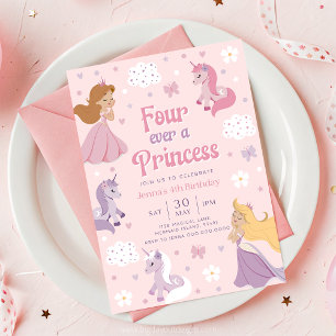 Für immer eine Prinzessin-Einladung. Vier je ein P Einladung