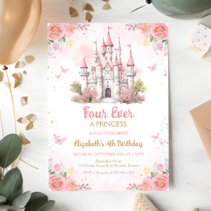 Für immer eine Prinzessin Schloss 4. Geburtstag Einladung