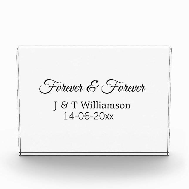 Für immer & ewig Name des Paares Datum Liebe Danke Fotoblock (Vorderseite)