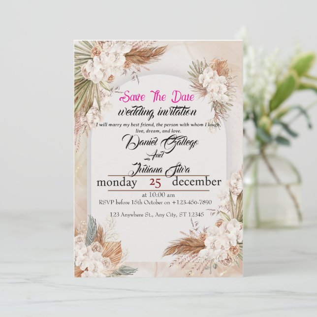 Für immer fängt hier an - Rückseite des Einladungs Einladung (Stehend Vorderseite)