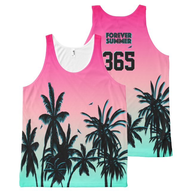 Für immer Flamingo-Eis-Sorbett des Sommer-365 rosa Komplett Bedrucktes Tanktop (Vorder- und Rückseite)
