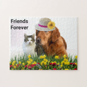 Für immer Freunde Süße Haustiere Katze und Hund Puzzle