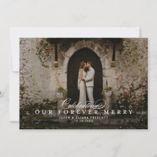 Für immer fröhliches, frisch vermähltes horizontal feiertagskarte