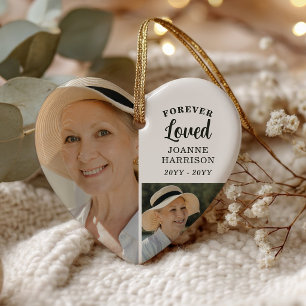 Für immer geliebt 5 Fotos Collage Herz Gedenkstätt Keramik Ornament