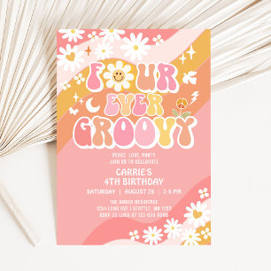 Für immer groovy Groovy Gänseblümchen Hippie 4. Ge Einladung