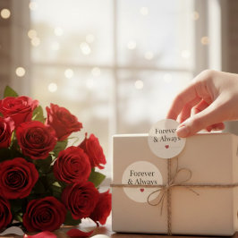 Für immer & Immer | Minimalistisches Herz Romantis Runder Aufkleber