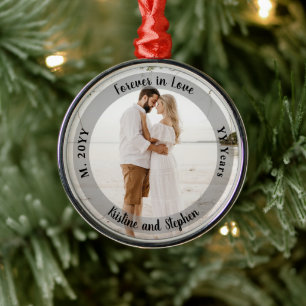 Für immer in der Liebe Hochzeitstag Jubiläum Foto Ornament Aus Metall