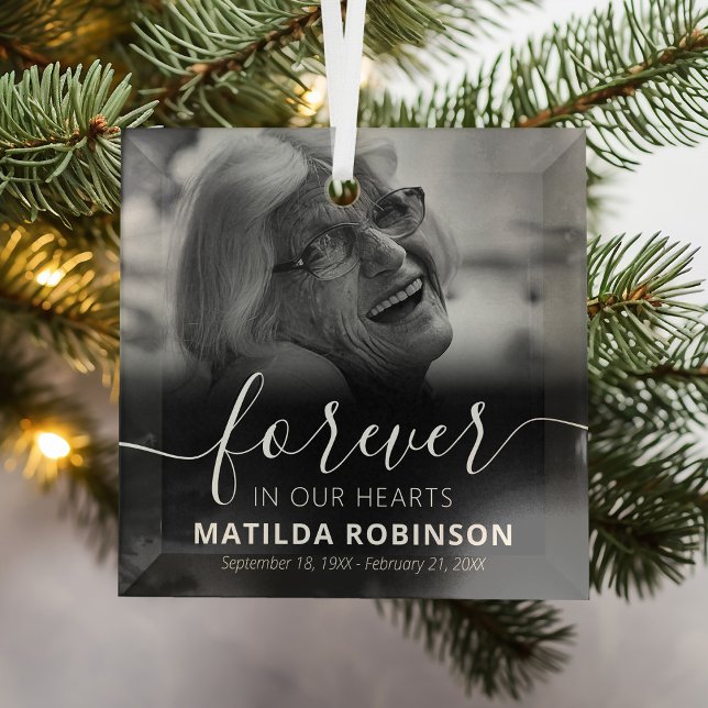 Für immer in unserem Foto "Herz-Gedächtnis"-Namen Ornament Aus Glas (Von Creator hochgeladen)