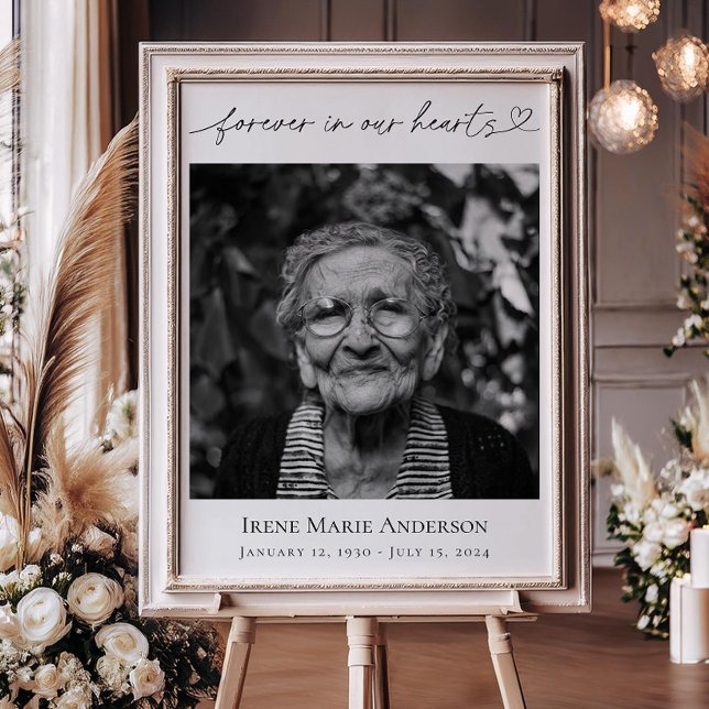 Für immer in unserem Foto zur Beerdigung von Herz- Poster (Von Creator hochgeladen)