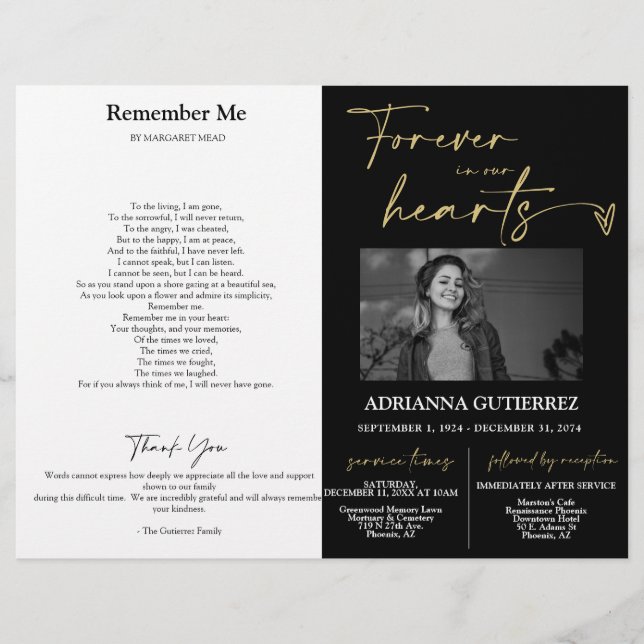 Für immer in unserem Foto zur Erinnerung an unsere (Vorderseite)