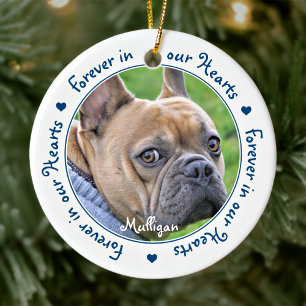 Für immer in unserem Hearts Blue Dog Foto Pet Memo Keramik Ornament