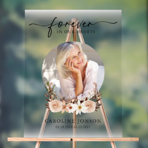 Für immer in unserem Hearts Funeral Memorial Servi Acrylschild