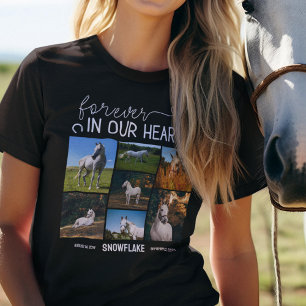Für immer in unserem Hearts Horse Memorial Foto Co T-Shirt