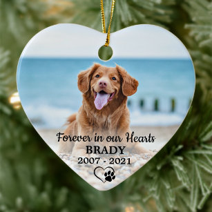 Für immer in unserem Hearts Hund 2 Foto Pet Memori Keramik Ornament