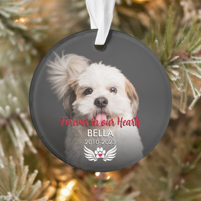 Für immer in unserem Hearts Hund 2 Foto Pet Memori Ornament (Baum)