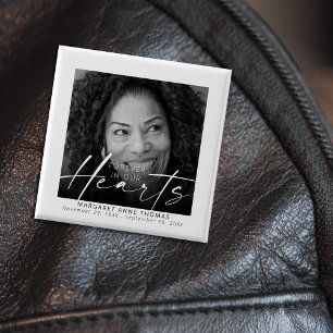 Für immer in unserem Hearts Memorial Foto Beerdigu Button