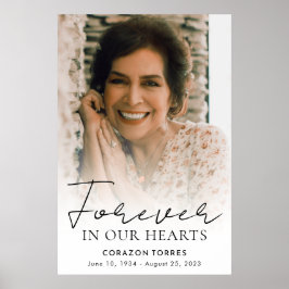Für immer in unserem Hearts Memorial Foto Beerdigu Poster