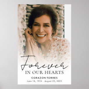 Für immer in unserem Hearts Memorial Foto Beerdigu Poster