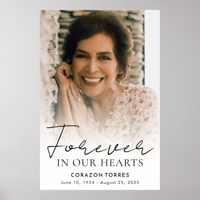 Für immer in unserem Hearts Memorial Foto Beerdigu Poster (Vorne)
