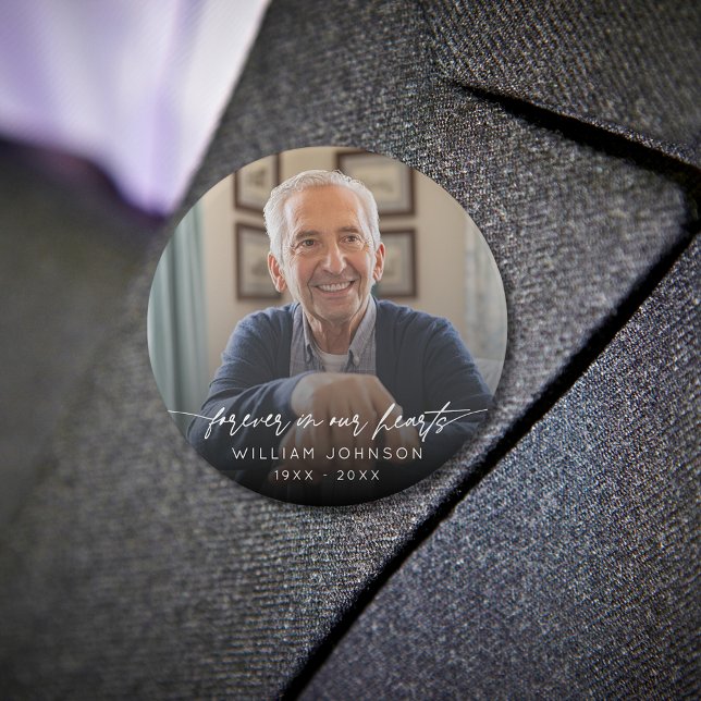 Für immer in unserem Hearts Memorial Foto Skript Button (Von Creator hochgeladen)