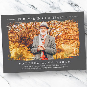 Für immer in unserem Hearts Memorial Modern Simple Dankeskarte