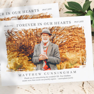 Für immer in unserem Hearts Memorial Modern Simple Dankeskarte