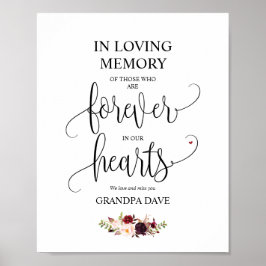 Für immer in unserem Hearts Memorial Sign v10 Poster