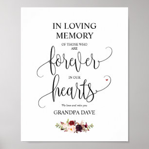 Für immer in unserem Hearts Memorial Sign v10 Poster
