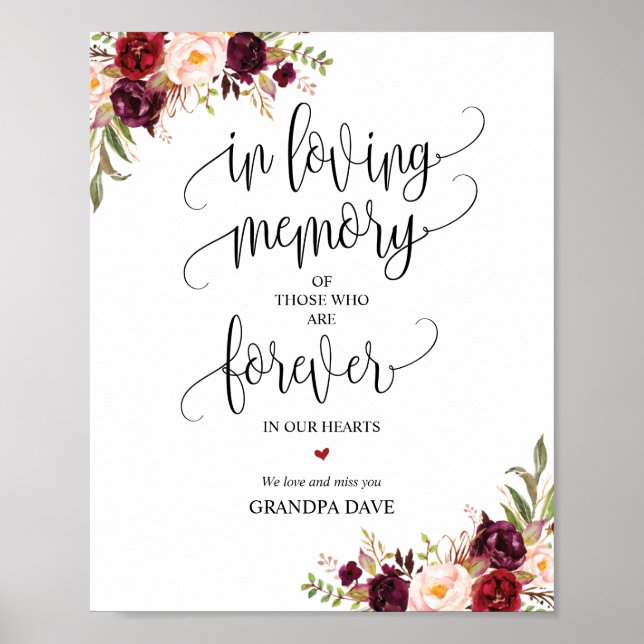 Für immer in unserem Hearts Memorial Sign v3 Poster (Vorne)