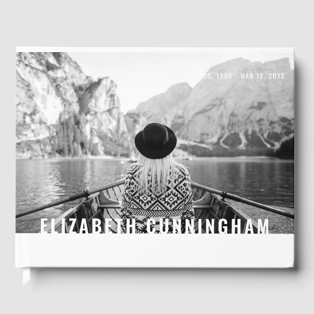 Für immer in unserem Hearts Modern Custom Foto Mem Gästebuch (Vorderseite)