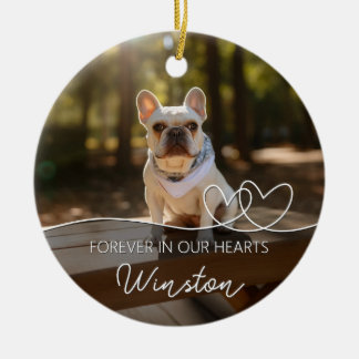 Für immer in unserem Hearts Modern Foto Pet Memori Keramik Ornament