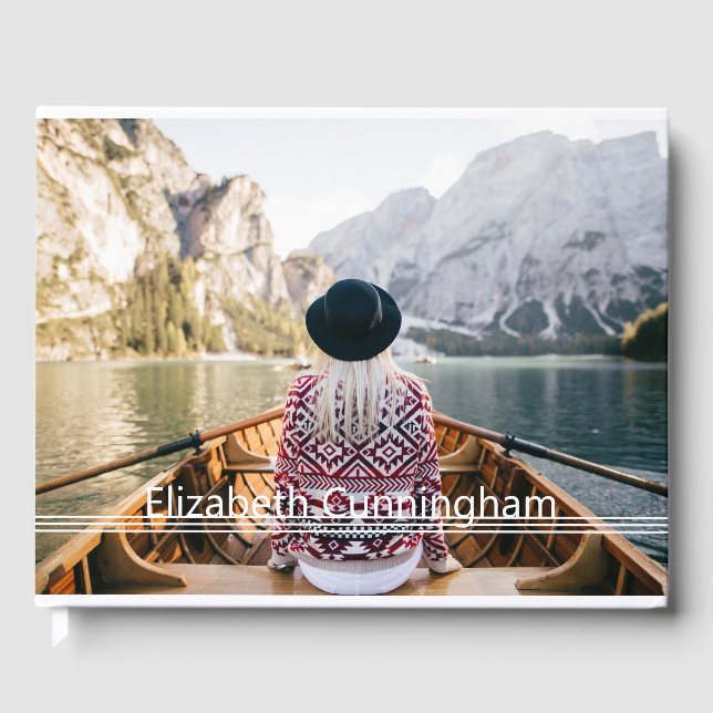 Für immer in unserem Hearts Modern Lines Foto Memo Gästebuch (Vorderseite)