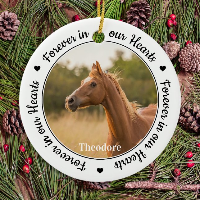 Für immer in unserem Hearts Pet Loss Gift Horse Me Keramik Ornament (Von Creator hochgeladen)