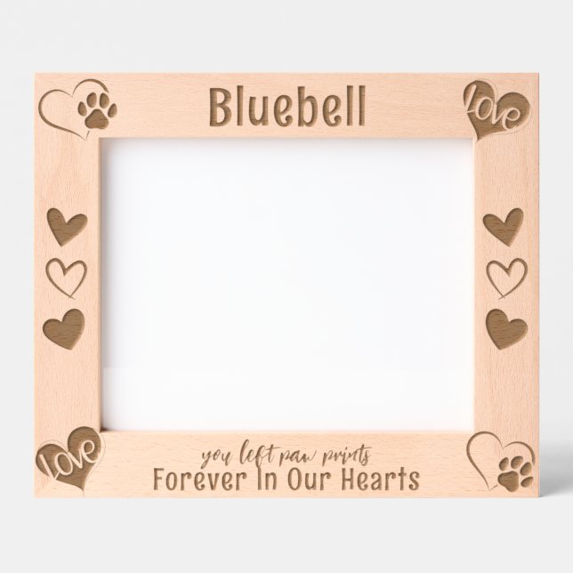 Für immer in unserem Hearts Pet Memorial Geätzte Rahmen (Vorderseite)