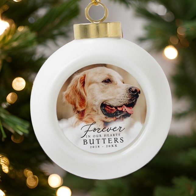 Für immer in unserem Hearts Pet Memorial Modernes  Keramik Kugel-Ornament (Von Creator hochgeladen)