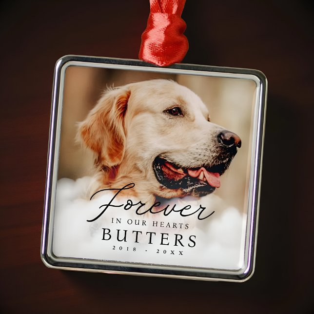 Für immer in unserem Hearts Pet Memorial Modernes  Ornament Aus Metall (Von Creator hochgeladen)