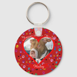 Für immer in unserem Hearts Pet Memorial Schlüsselanhänger