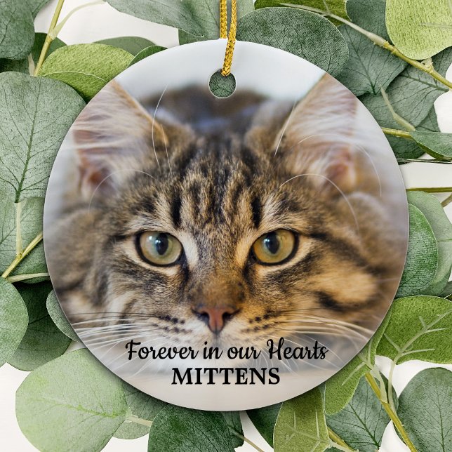 Für immer in unserem Herz Cat Foto Pet Memorial Keramik Ornament (Von Creator hochgeladen)