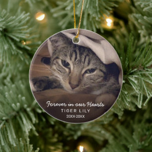 Für immer in unserem Herz Foto Cat Pet Memorial Keramik Ornament