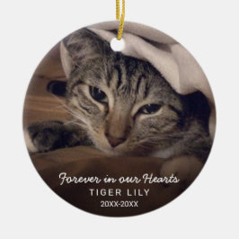 Für immer in unserem Herz Foto Cat Pet Memorial Keramik Ornament