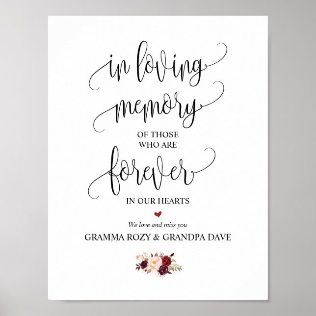 Für immer in unserem Herz-Gedächtniszeichen Poster (Vorne)