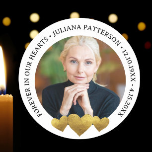 Für immer in unserem Herz Gold Keepake Beerdigung  Runder Aufkleber