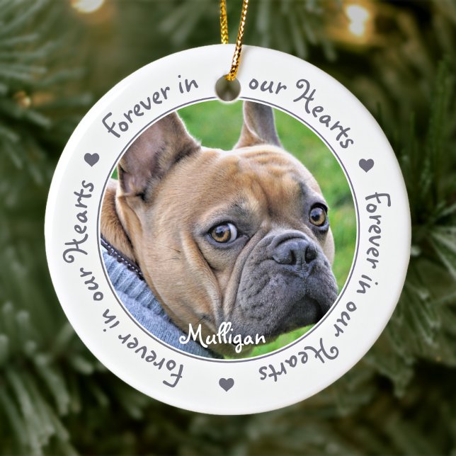 Für immer in unserem Herz Graues Hund Foto Pet Mem Keramik Ornament (Von Creator hochgeladen)