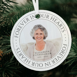 Für immer in unserem Herz Memorial Elegantes Foto Ornament Aus Metall