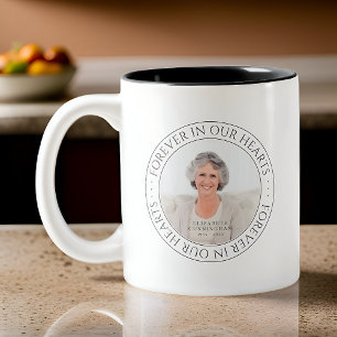 Für immer in unserem Herz Memorial Elegantes Foto Zweifarbige Tasse