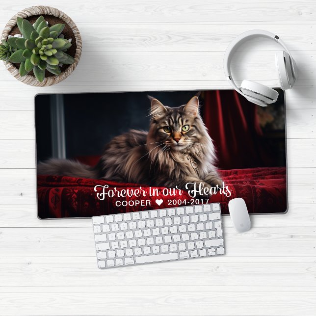 Für immer in unserem Herz Pet Keepake Foto Schreibtischunterlage (Forever in Our Hearts Pet Memorial Keepsake Photo Desk Mat Mouse Pad)