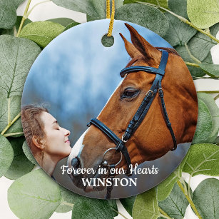 Für immer in unserem Herz Pferd Foto Pet Memorial Keramik Ornament