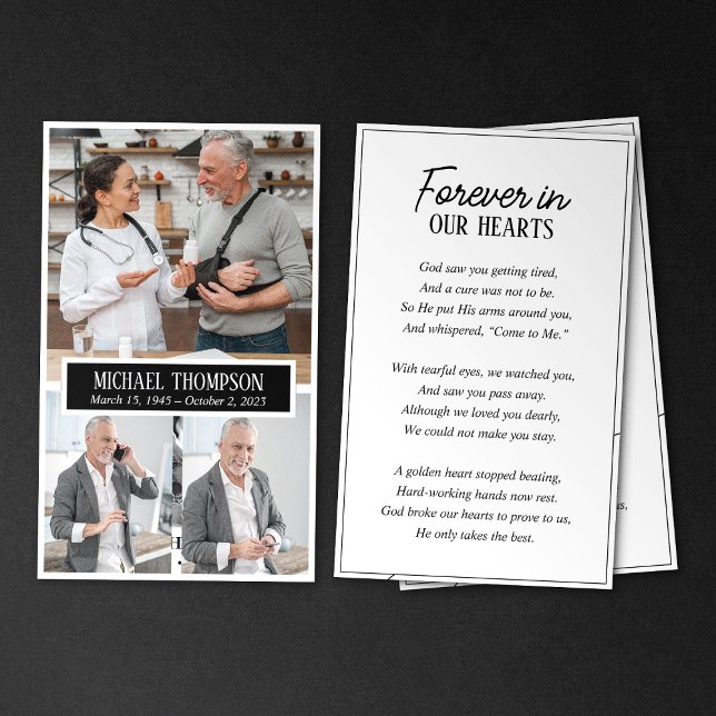 Für immer in unserem Herzen 3 Foto Gedenkkarte (Von Creator hochgeladen)